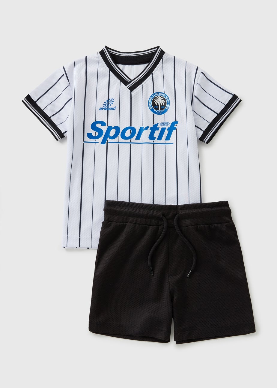 Boys White Football T-Shirt & Shorts Set (1-7yrs)
