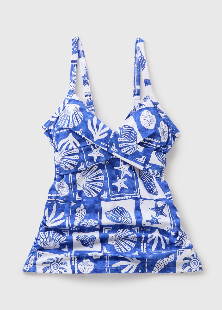Blue Shapewear Beach Print Tankini