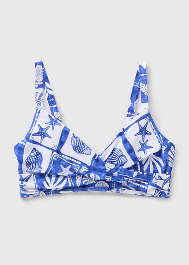 DD+ Blue Shell Tile Crop Bikini Top