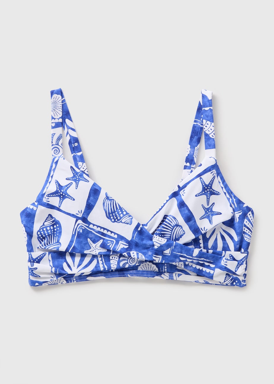DD+ Blue Shell Tile Crop Bikini Top