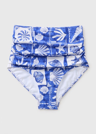 Blue Shell Tile Shapewear Bikini Bottoms