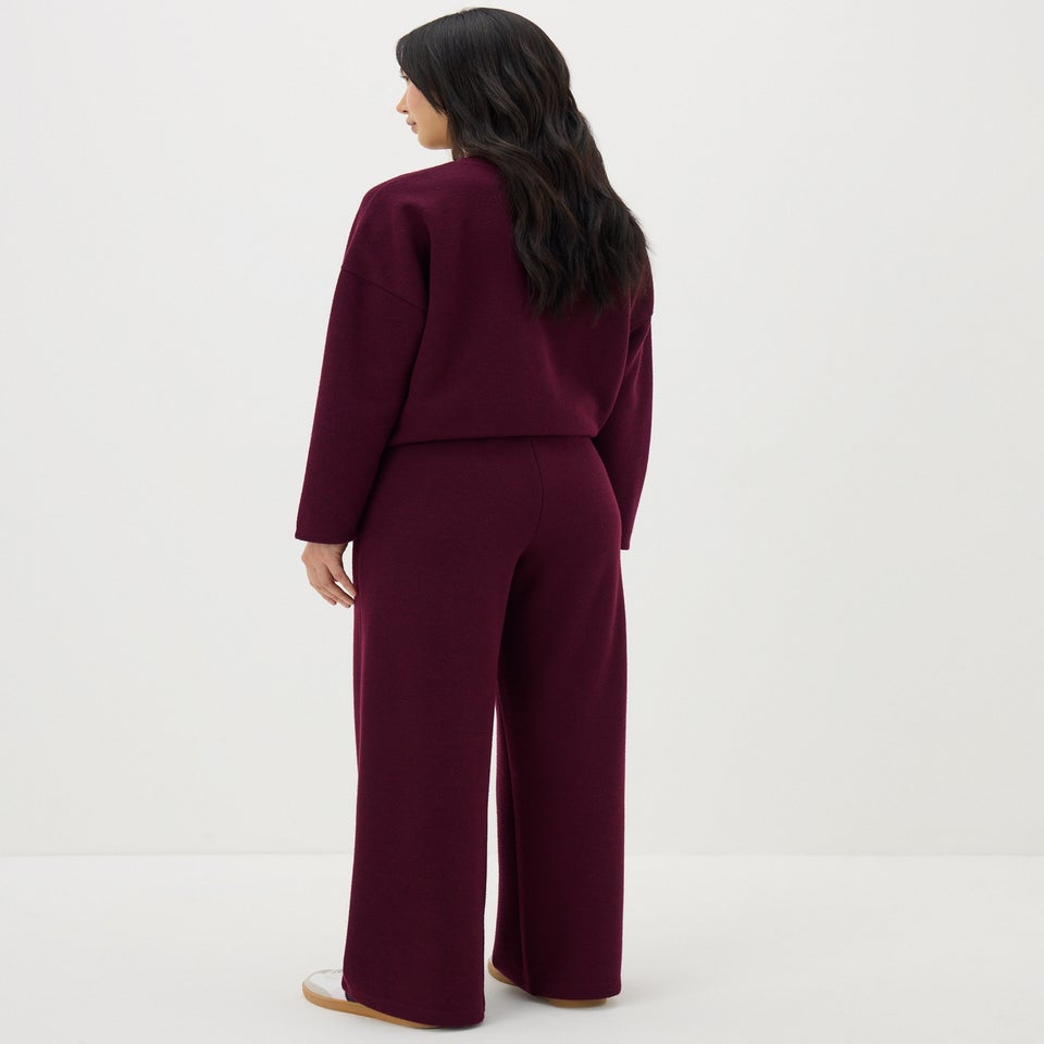 Burgundy Soft Touch Wide Leg Trousers
