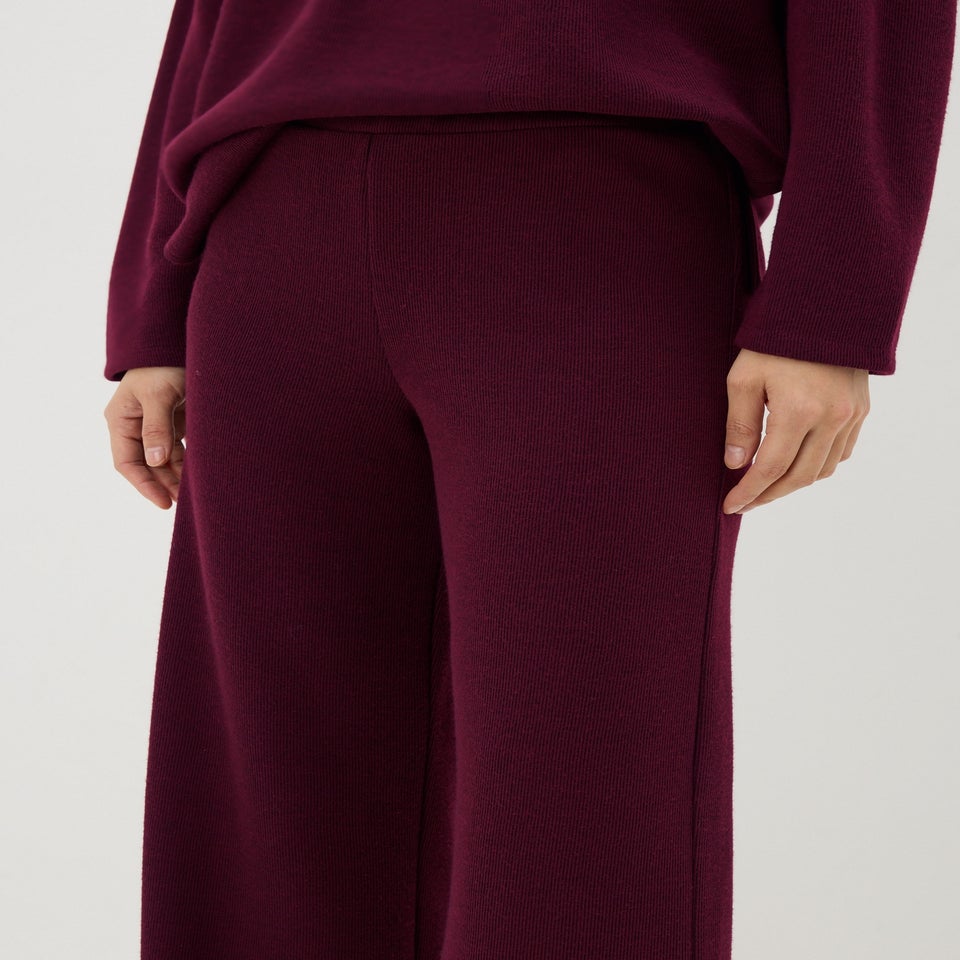 Burgundy Soft Touch Wide Leg Trousers