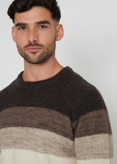 Threadbare Cream Ombré Stripe Crew Neck Jumper