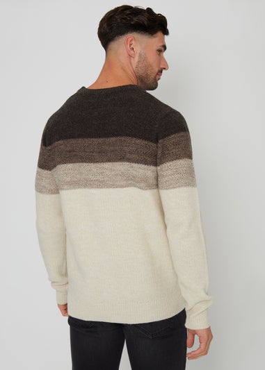 Threadbare Cream Ombré Stripe Crew Neck Jumper