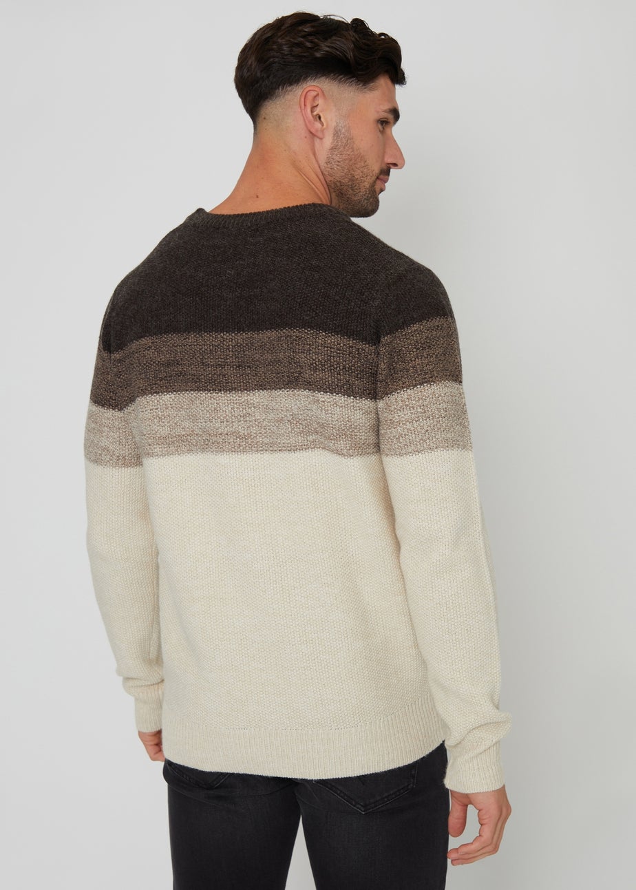 Threadbare Cream Ombré Stripe Crew Neck Jumper