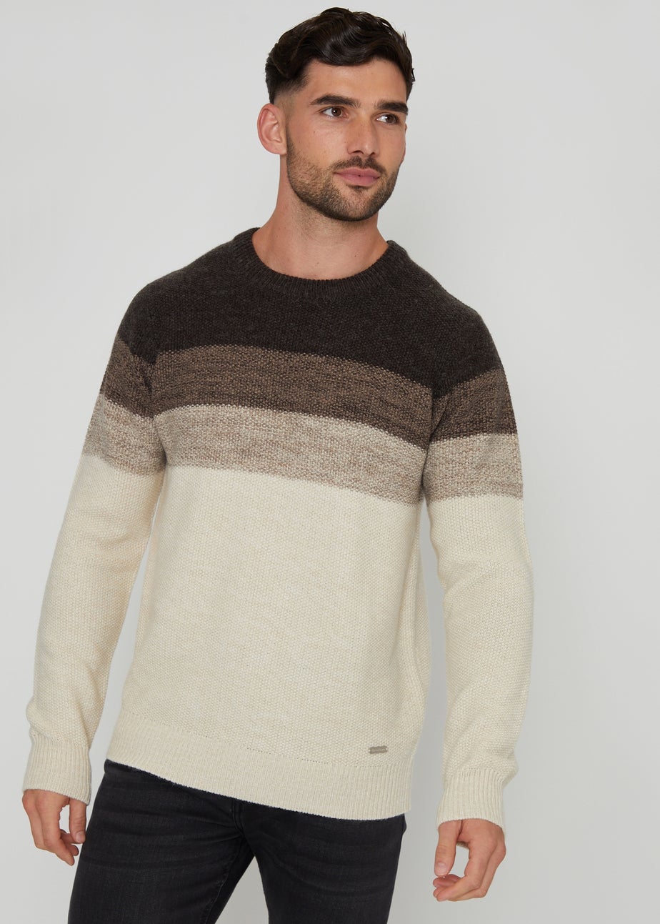 Threadbare Cream Ombré Stripe Crew Neck Jumper