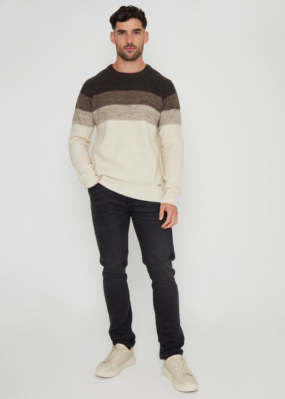 Threadbare Cream Ombré Stripe Crew Neck Jumper