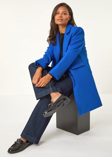 Roman Ink Blue Tailored Single Breasted Coat