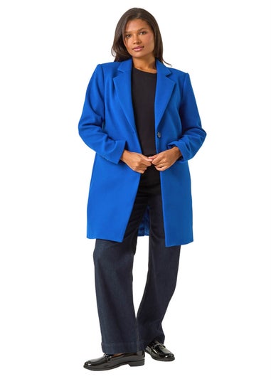 Roman Ink Blue Tailored Single Breasted Coat