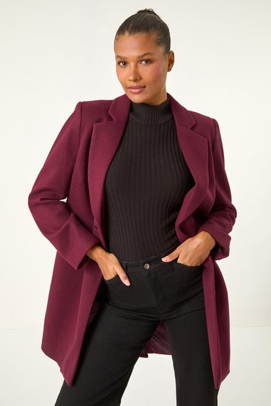 Roman Plum Tailored Single Breasted Coat