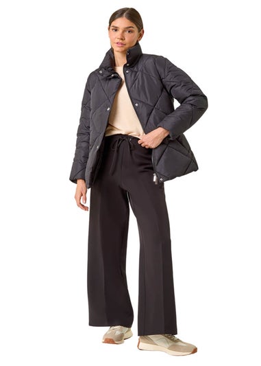 Roman Black Diamond Quilted Puffer Coat