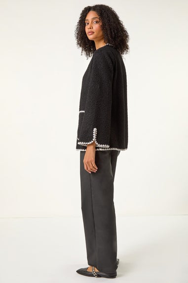 Roman Black Contrast Blanket Stitch Jacket