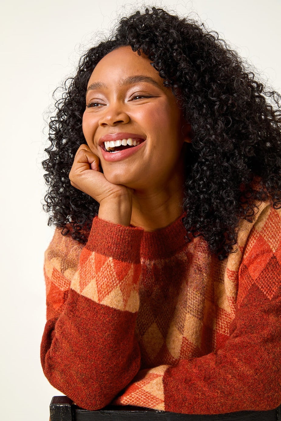Roman Rust Petite Diamond Print Stretch Jumper