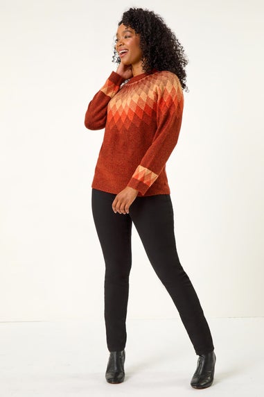 Roman Rust Petite Diamond Print Stretch Jumper