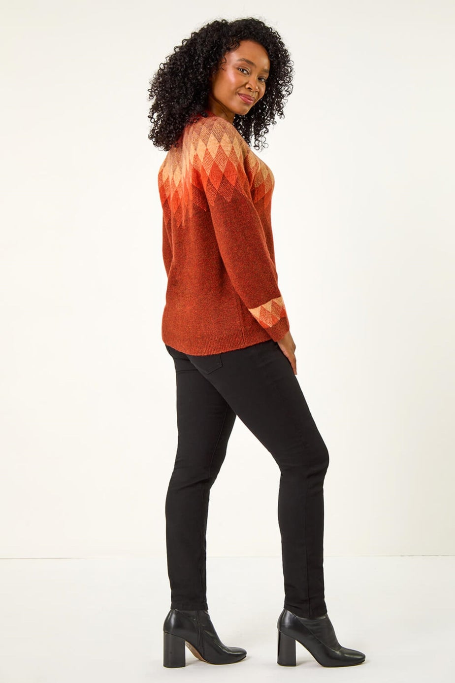 Roman Rust Petite Diamond Print Stretch Jumper