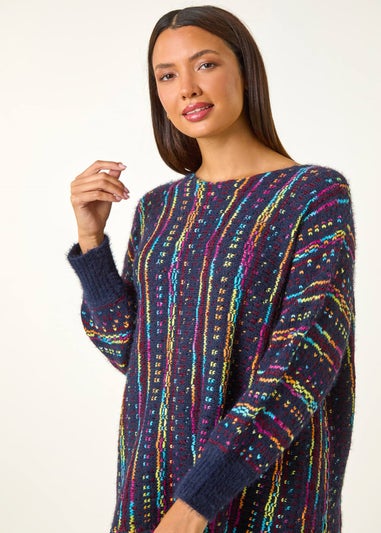 Roman Midnight Blue Fringe Hem Knit Longline Jumper