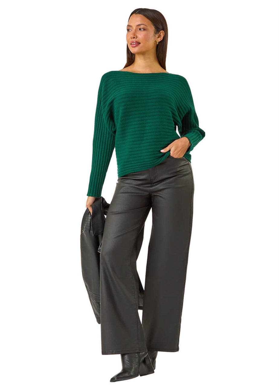 Roman Green Soft Ribbed Stretch Knit Jumper
