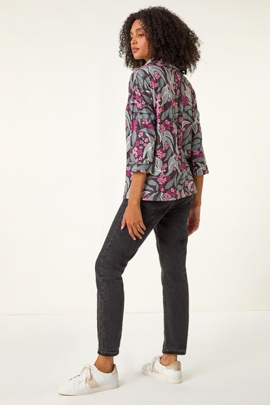 Roman Pink Floral Printed Roll Neck Top