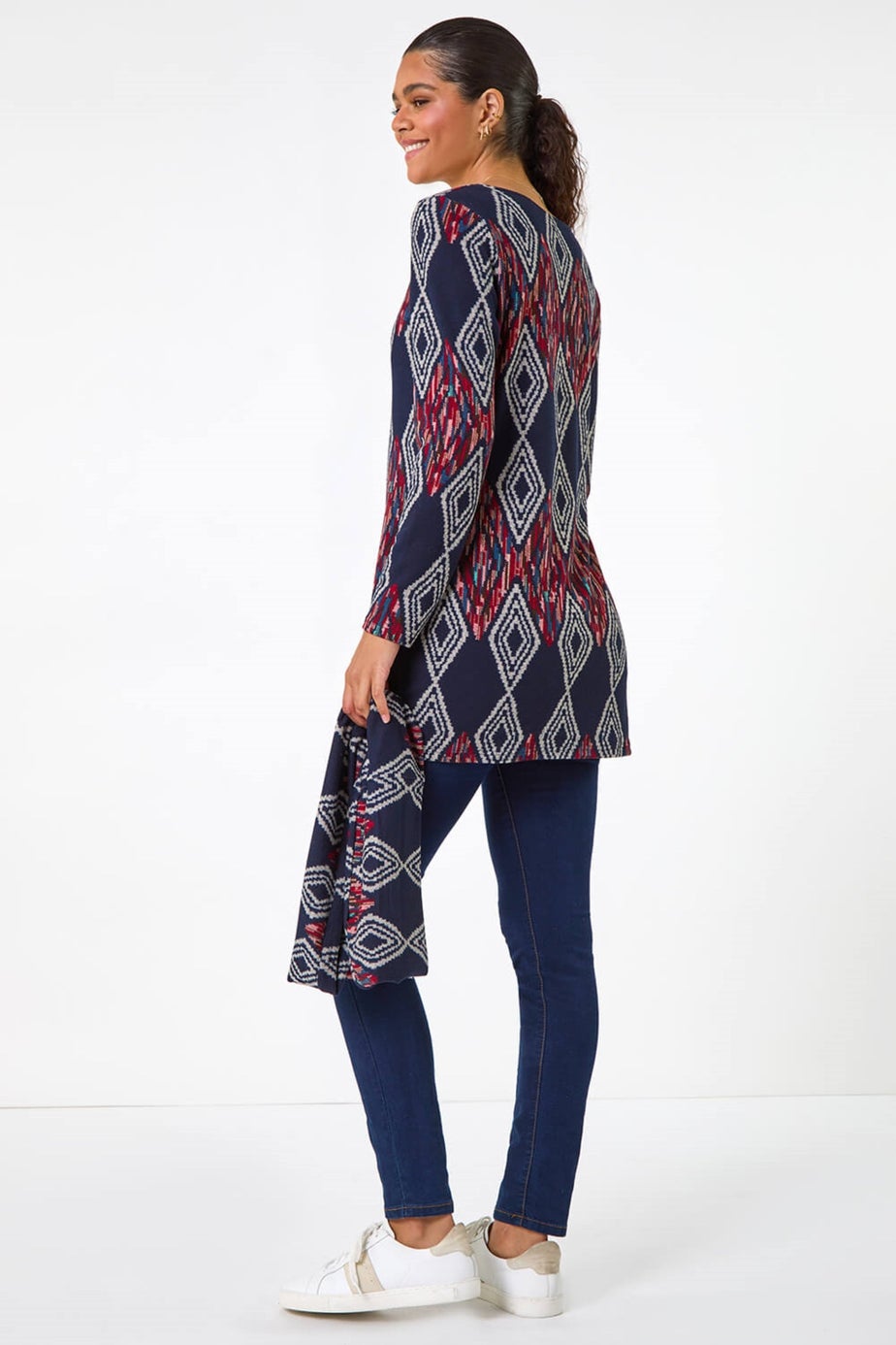 Roman Midnight Blue Printed Longline Tunic