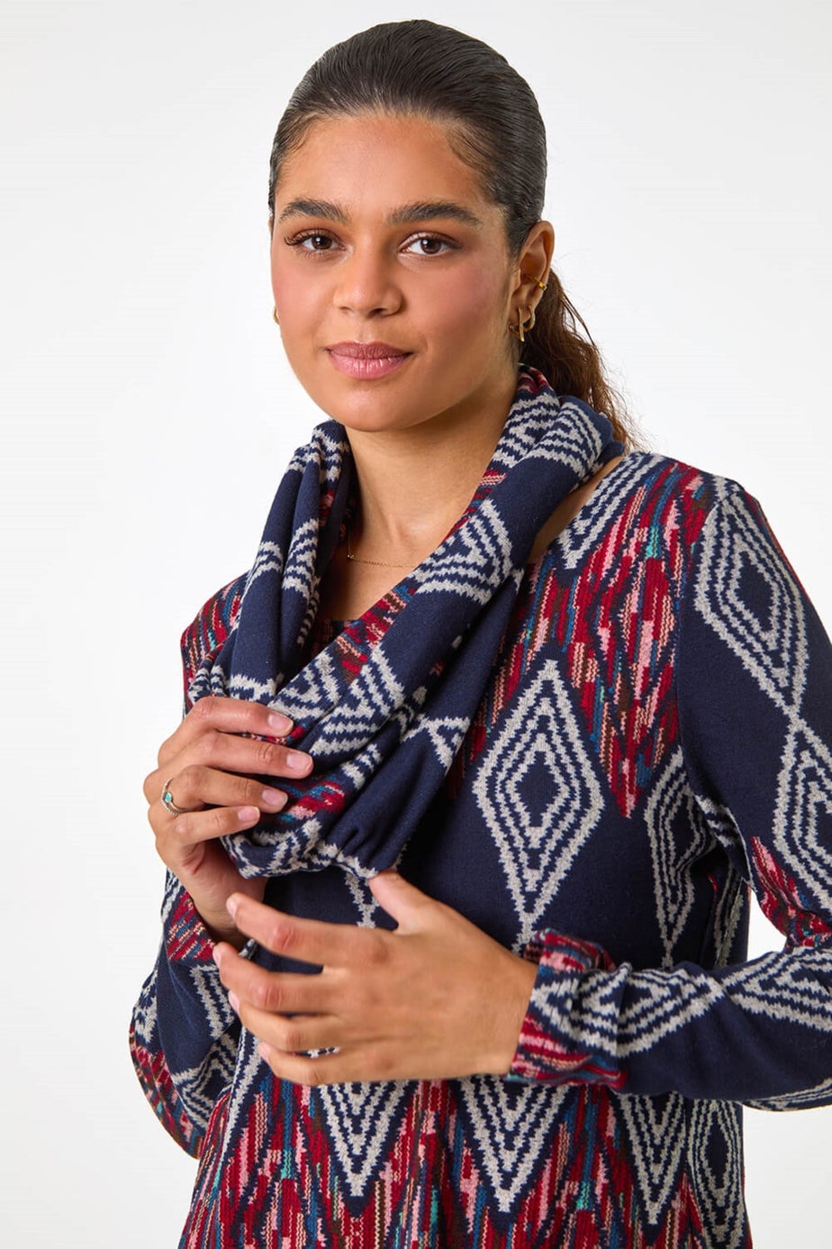 Roman Midnight Blue Printed Longline Tunic