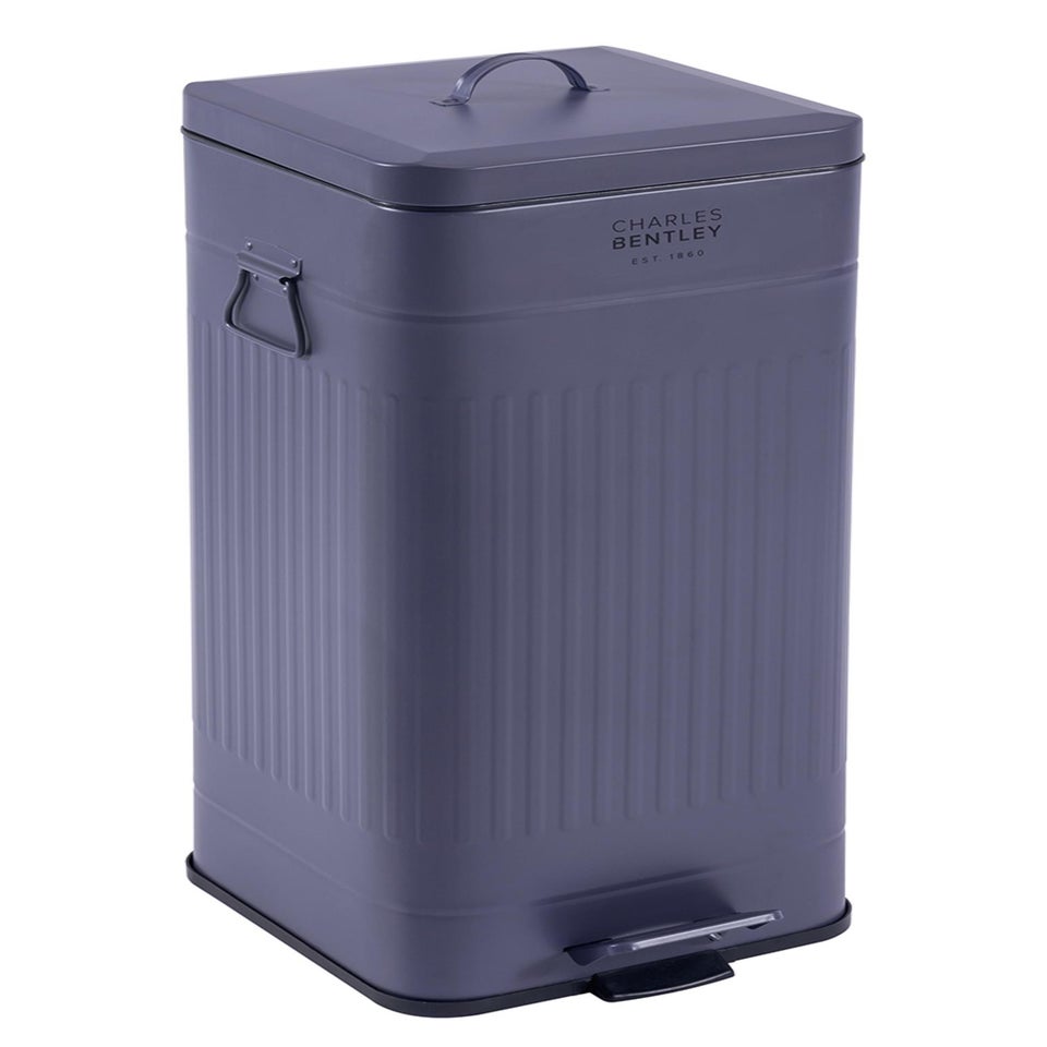 Charles Bentley Dark Blue Retro Steel Square Kitchen Bin
