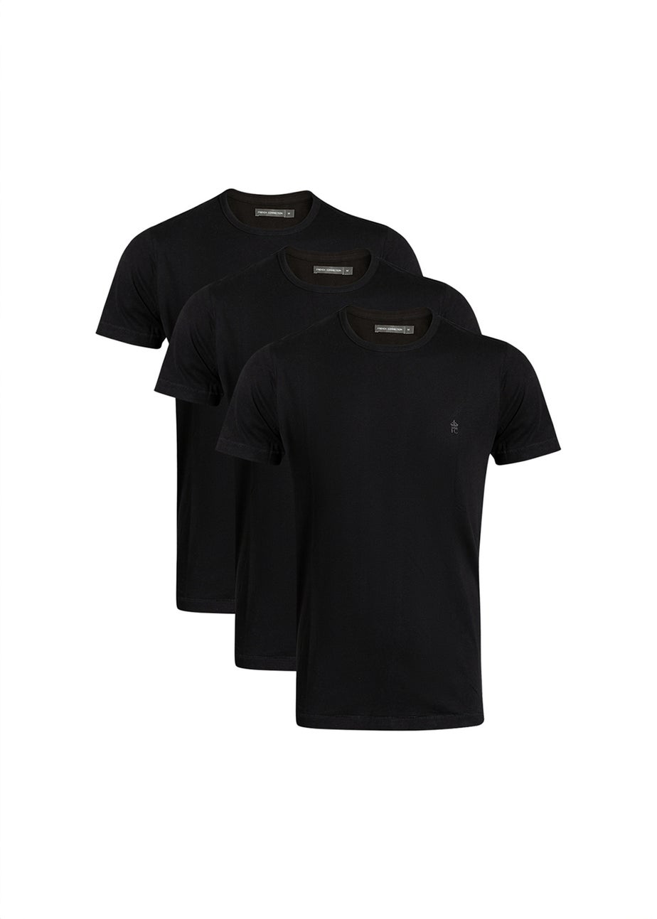 French Connection Black Cotton T-Shirts Pack of 3