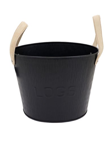 Charles Bentley Spruce Small Leather Handled Fireside Wood Bucket