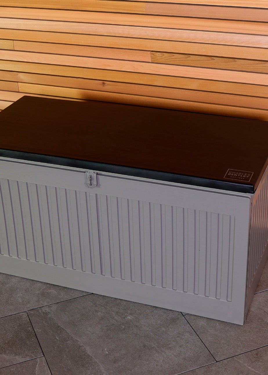 Charles Bentley 270L Grey and Black Outdoor Plastic Storage Box