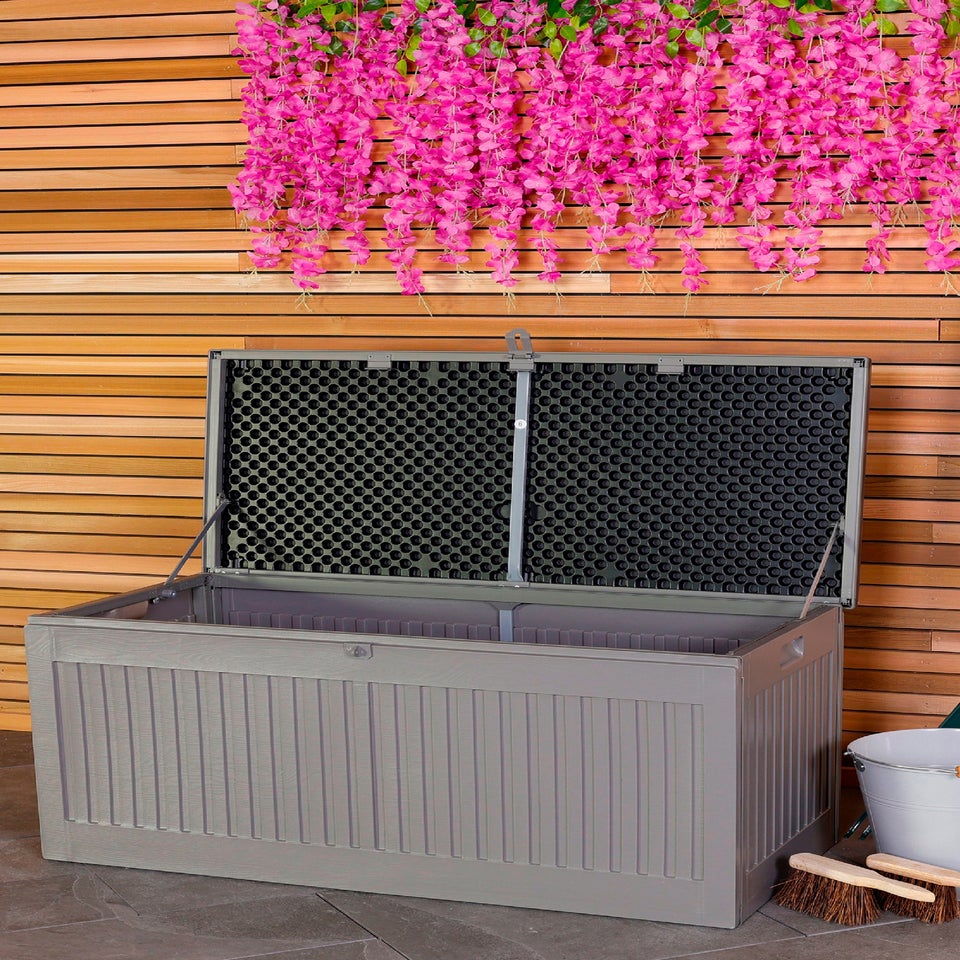 Charles Bentley 270L Grey and Black Outdoor Plastic Storage Box
