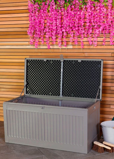 Charles Bentley 270L Grey and Black Outdoor Plastic Storage Box