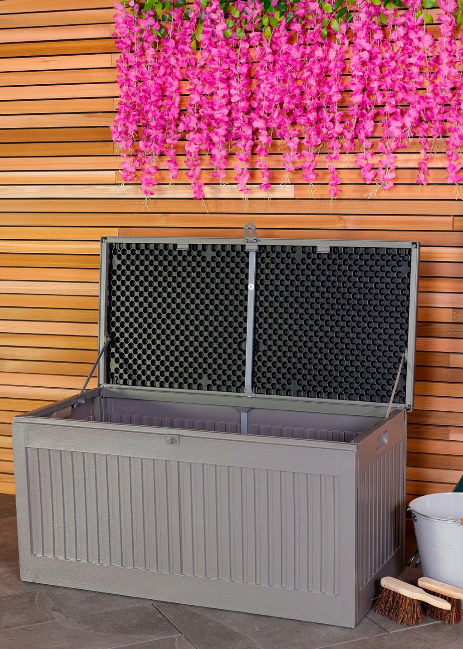 Charles Bentley 270L Grey and Black Outdoor Plastic Storage Box