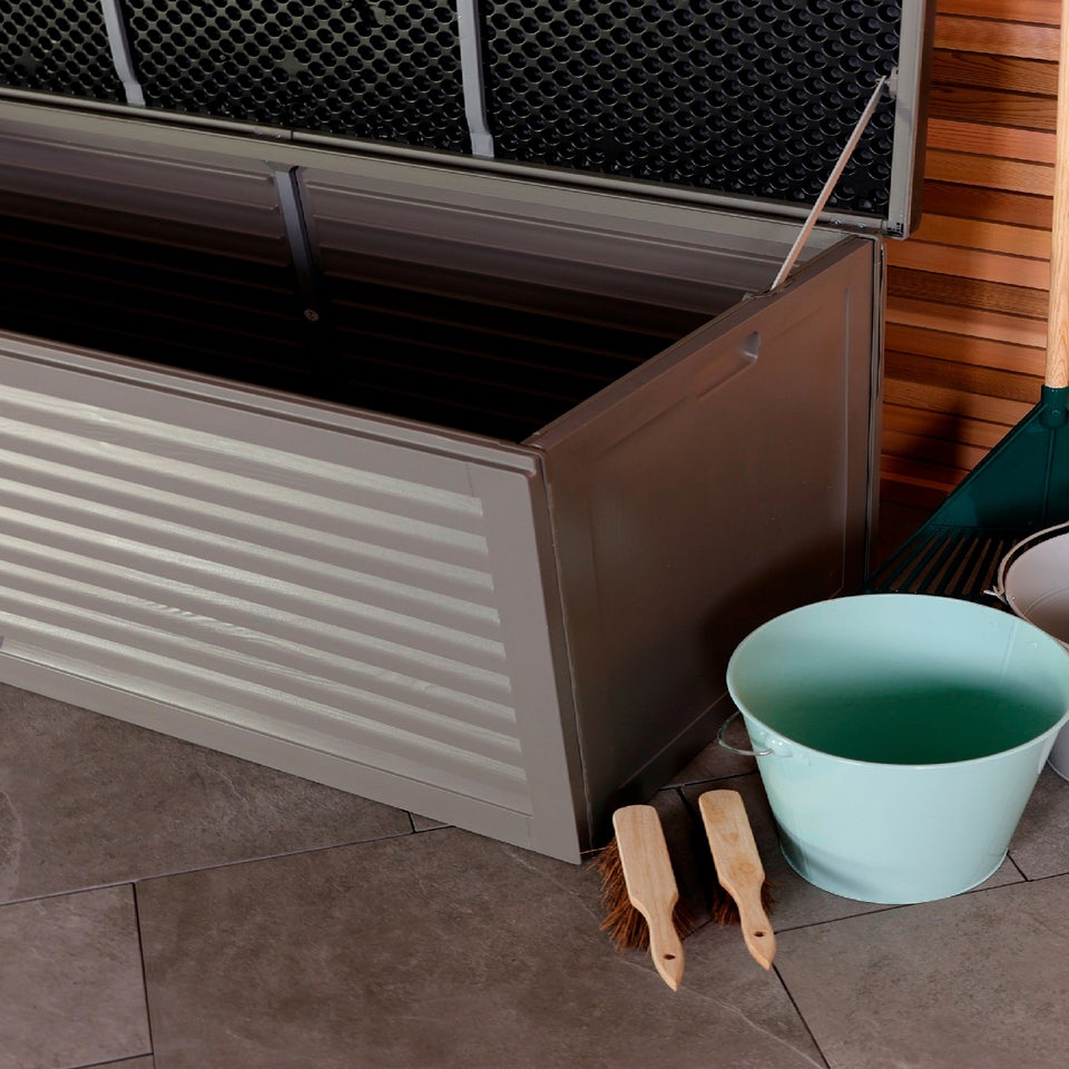 Charles Bentley 490L Grey and Black Outdoor Plastic Storage Box