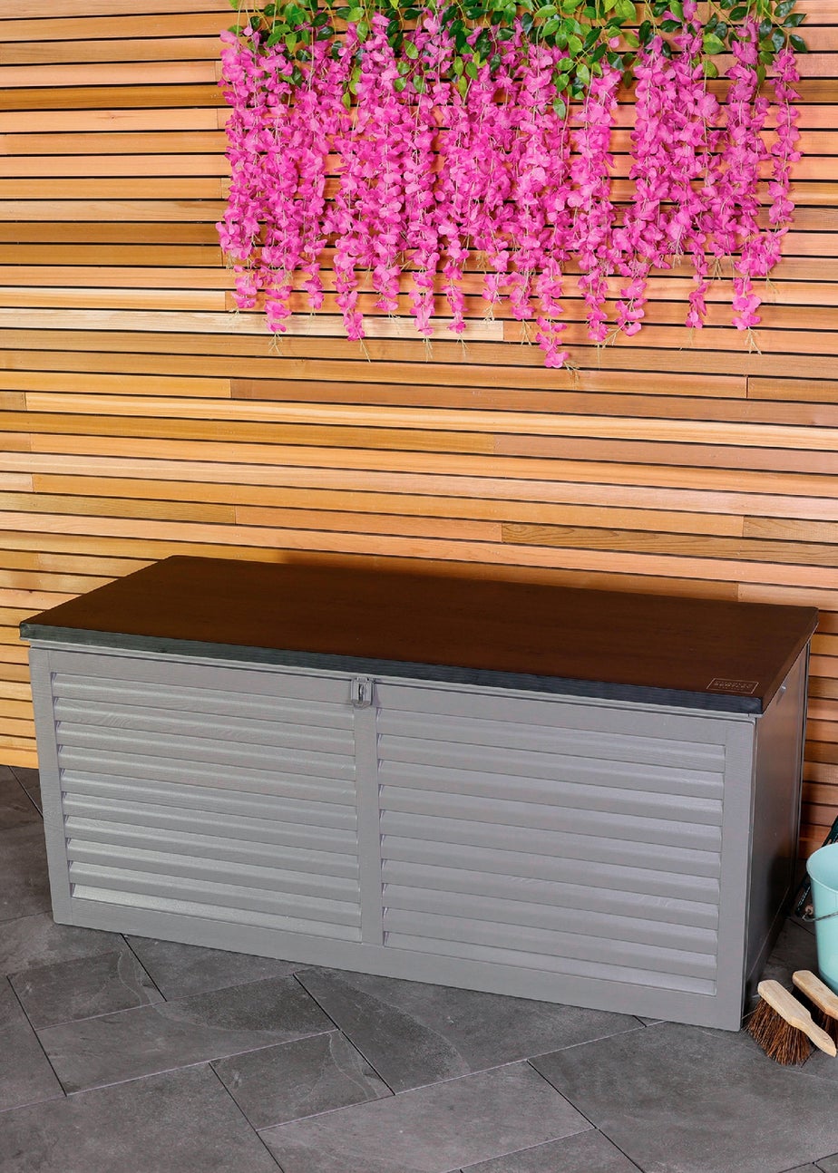 Charles Bentley 490L Grey and Black Outdoor Plastic Storage Box