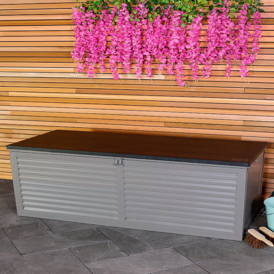 Charles Bentley 490L Grey and Black Outdoor Plastic Storage Box