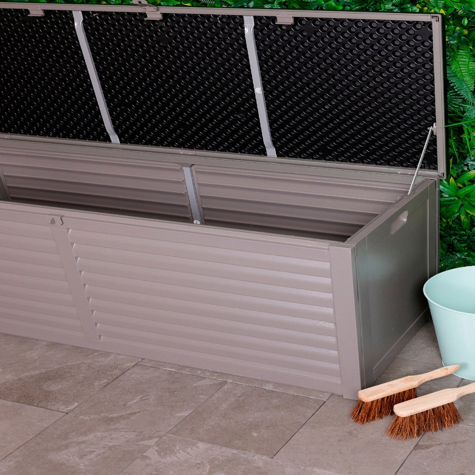 Charles Bentley 390L Grey and Black Outdoor Plastic Storage Box