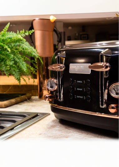 Charles Bentley Toaster Black & Rose Gold (4 Slice)
