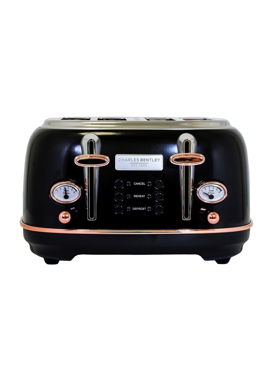 Charles Bentley Toaster Black & Rose Gold (4 Slice)