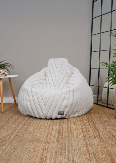 rucomfy Ribbed Faux Fur Slouchbag Ivory Beanbag