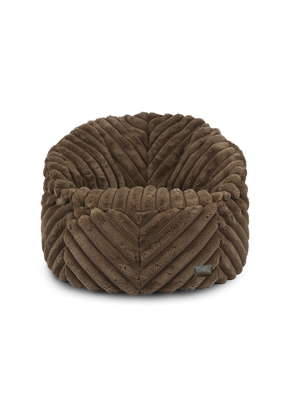 rucomfy Ribbed Faux Fur Zen Chair Chocolate Beanbag