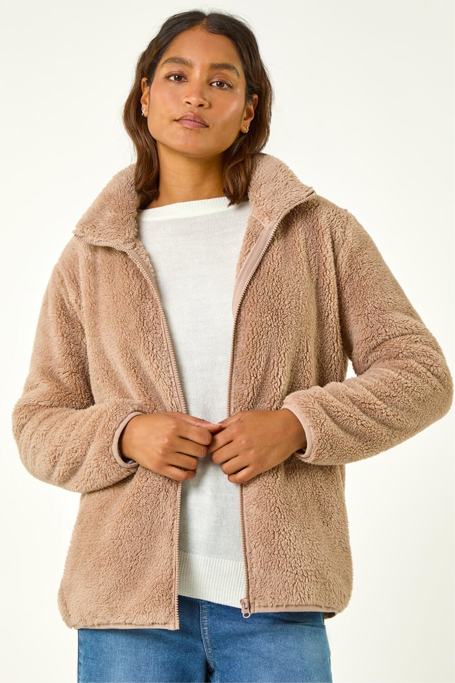 Roman Taupe Soft Sherpa Fleece Jacket