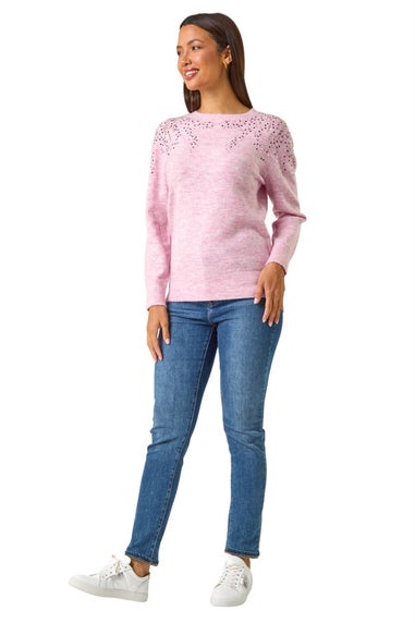 Roman Pale Pink Hotfix Diamante Jumper