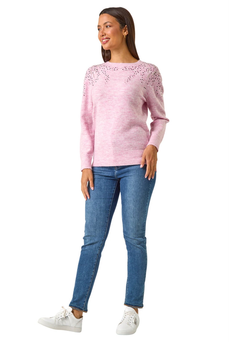Roman Pale Pink Hotfix Diamante Jumper