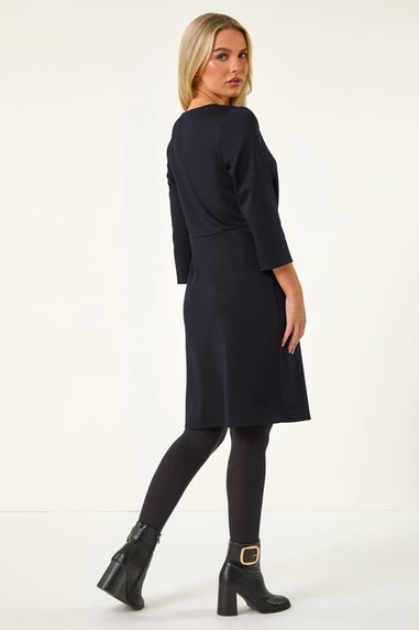 Roman Navy Petite Pocket Stretch Dress