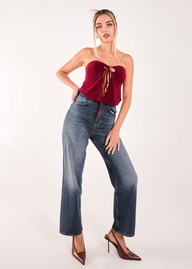 Pink Vanilla Burgundy Keyhole Butterfly Bandeau Top