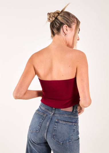 Pink Vanilla Burgundy Keyhole Butterfly Bandeau Top