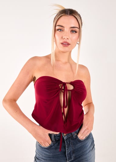 Pink Vanilla Burgundy Keyhole Butterfly Bandeau Top
