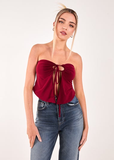 Pink Vanilla Burgundy Keyhole Butterfly Bandeau Top