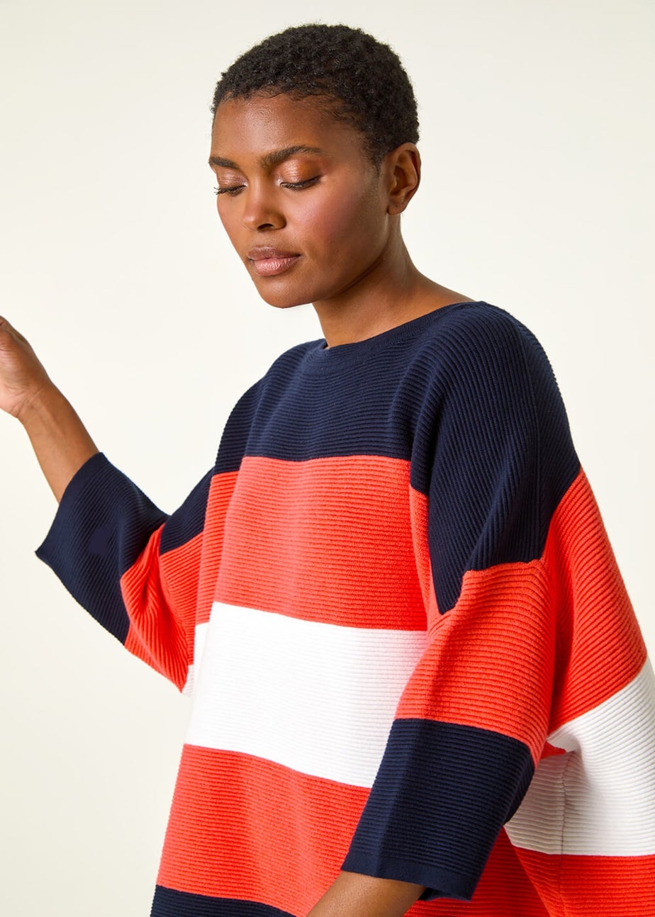 Roman Rust Textured Colour Block Knit Jumper