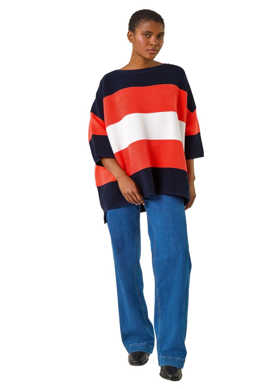 Roman Rust Textured Colour Block Knit Jumper